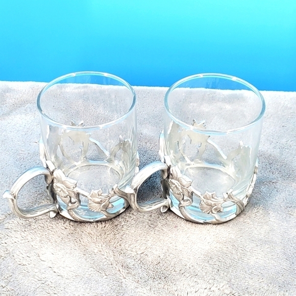 1989 Seagull Pewter Canada  Floral Teacups Etain Zinn - Picture 1 of 11